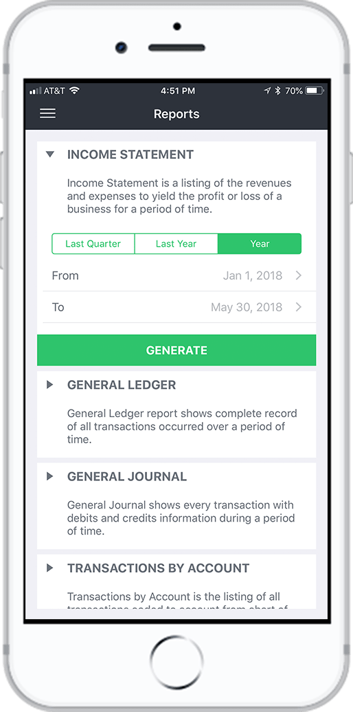 Invoicing app iPhone screen